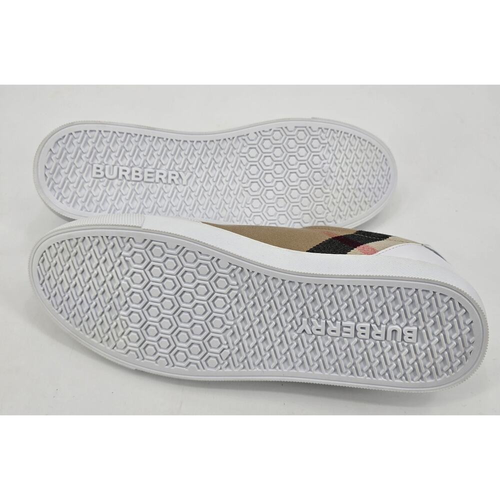 Burberry Women’s Salmond Vintage Check Low Top Sneakers White Beige 38.5 NWOB - Picture 7 of 10